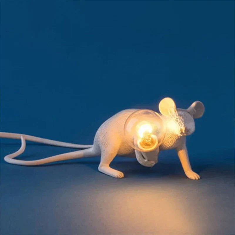 Modern LED Animal Table Lamps: Resin Rat, Cat and Squirrel Night Lights