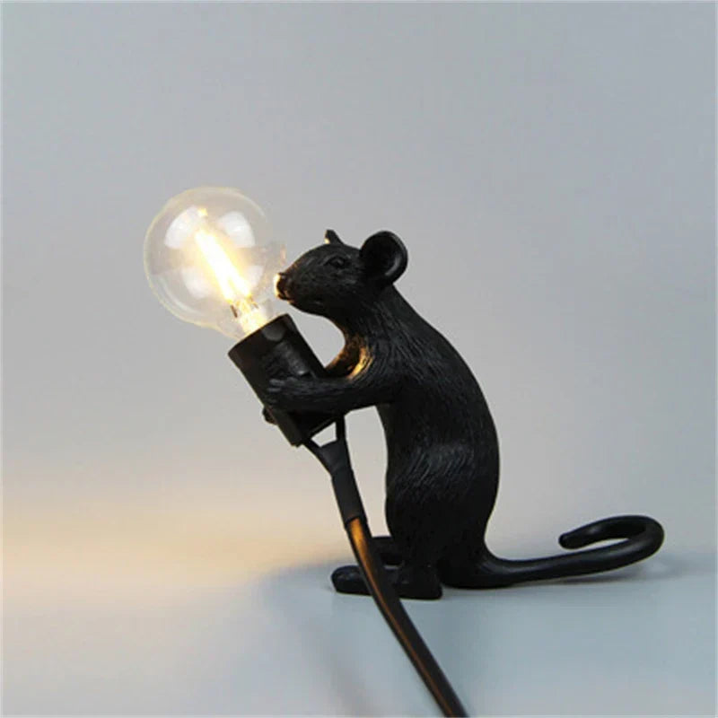 Modern LED Animal Table Lamps: Resin Rat, Cat and Squirrel Night Lights