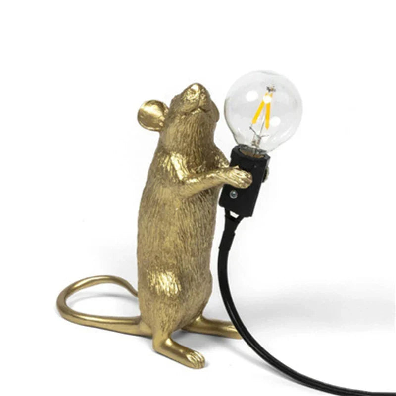 Modern LED Animal Table Lamps: Resin Rat, Cat and Squirrel Night Lights