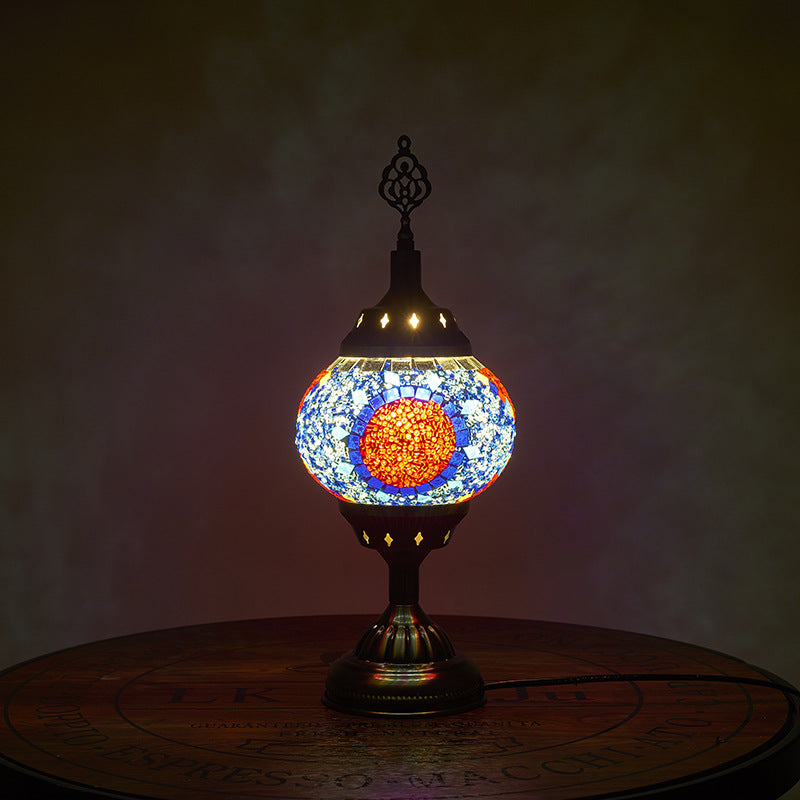 Traditional Tiffany romantic oval iron enamelled 1-light table lamp for the bedroom
