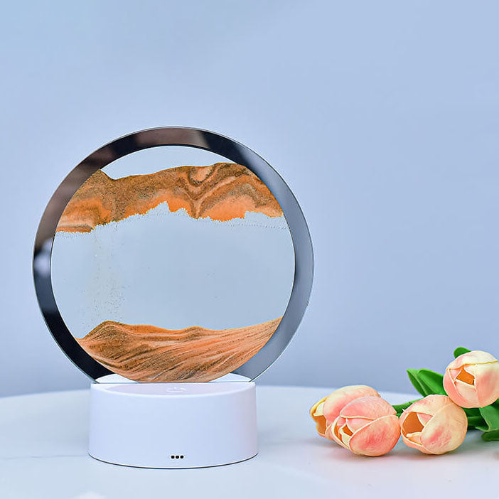Creative Round Hourglass Quicksand 3D LED Nightstand Lamp Table Lamp
