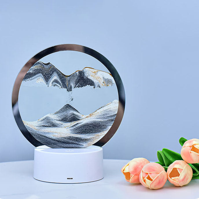 Creative Round Hourglass Quicksand 3D LED Nightstand Lamp Table Lamp