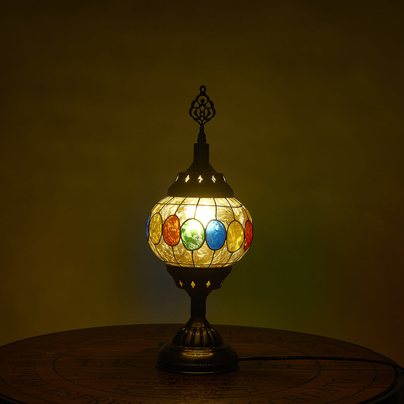 Traditional Tiffany romantic oval iron enamelled 1-light table lamp for the bedroom