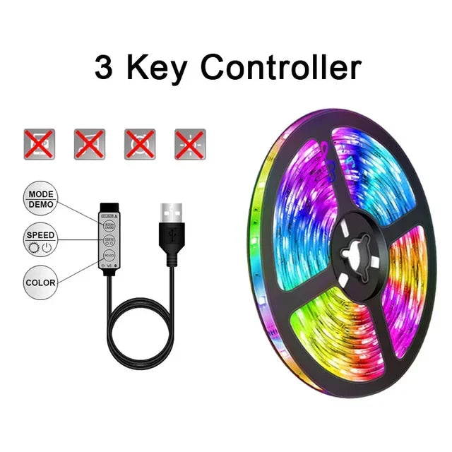 USB RGB LED Strip Lights with App Control for Room & TV Ambient Lighting Decor