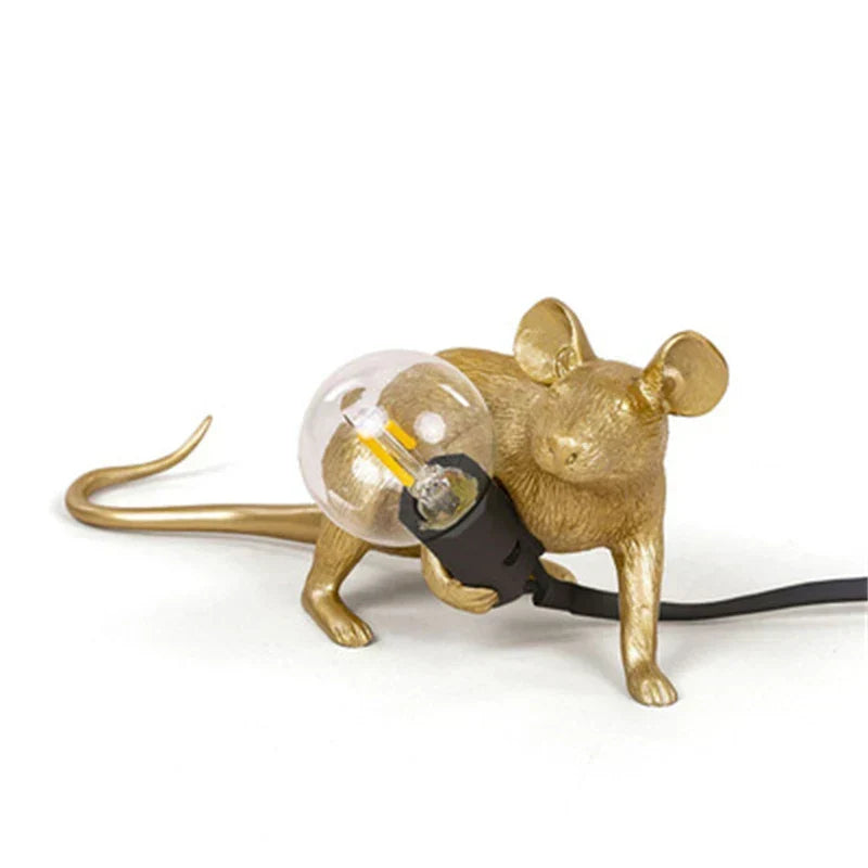 Modern LED Animal Table Lamps: Resin Rat, Cat and Squirrel Night Lights