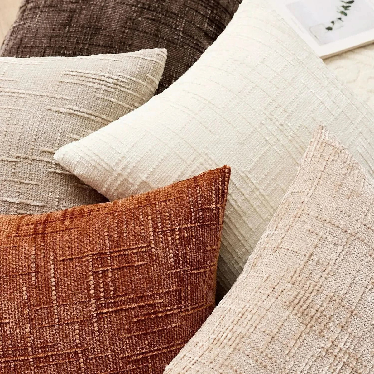 Chenille Throw Pillow Cover Bamboo Texture Solid Color