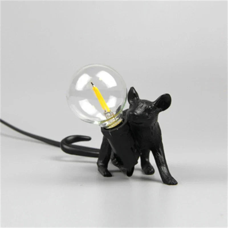 Modern LED Animal Table Lamps: Resin Rat, Cat and Squirrel Night Lights