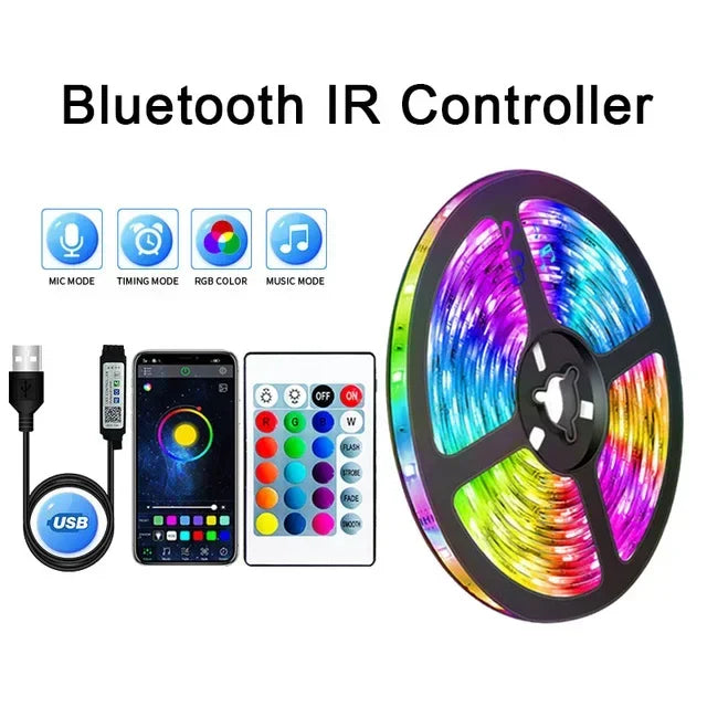 USB RGB LED Strip Lights with App Control for Room & TV Ambient Lighting Decor