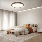 Modern circular ceiling light with adjustable LED light in warm walnut color for living room and bedroom