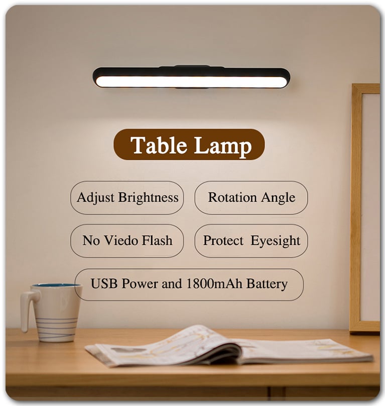 Magnetic rechargeable touch lamp with long battery life