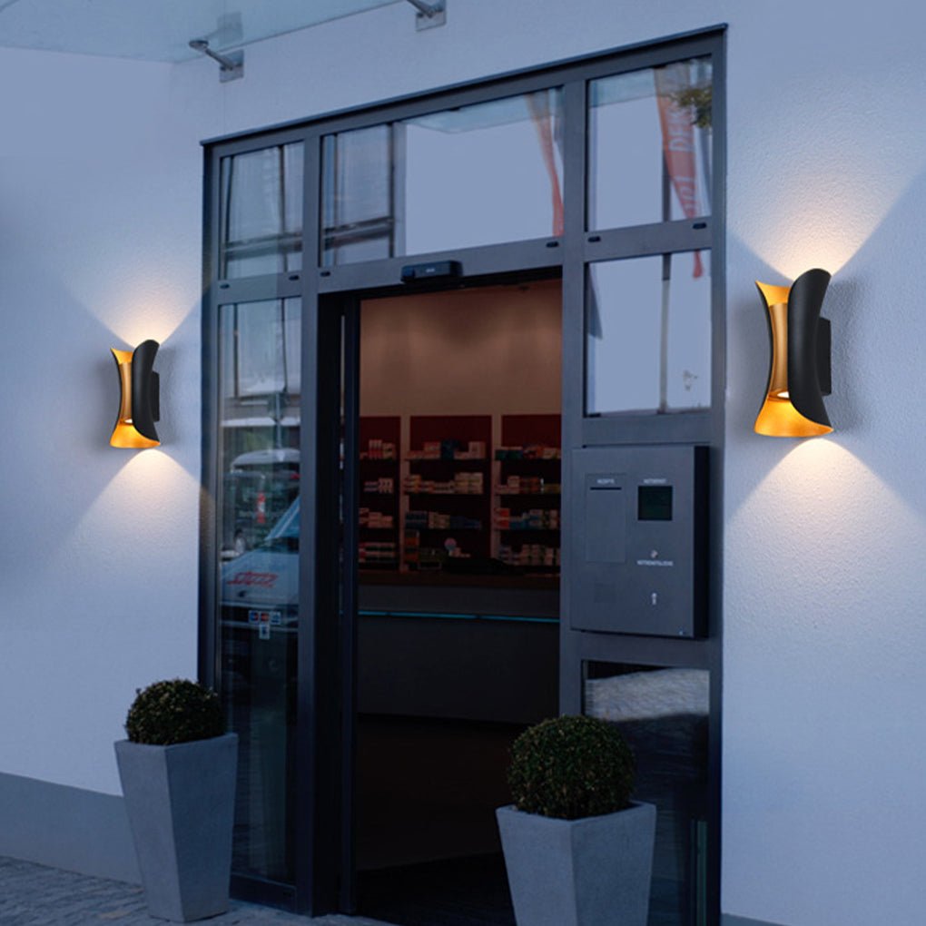 Elegant waterproof LED lamps with curved shape for the garden